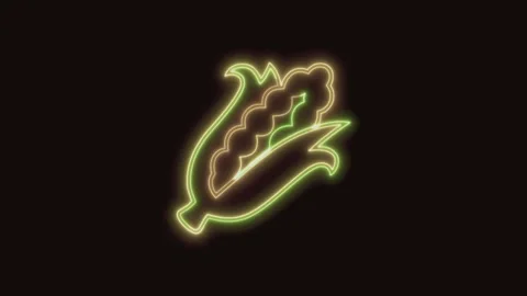 Corn Icon Neon Seamless Loop 4K (Black Background) Stock Footage 310357628