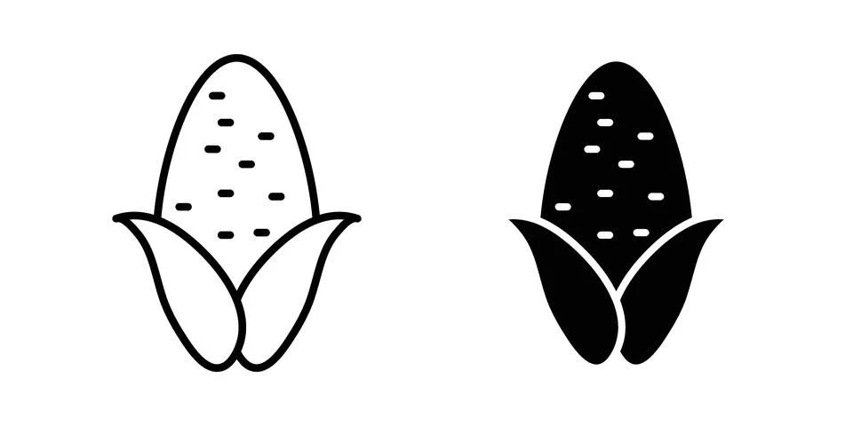 Corn icon set modern line and solid style collection. Stock Illustration