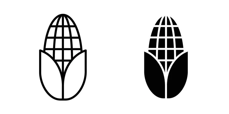 Corn icon vector concepts, line and silhouette style Stock Illustration