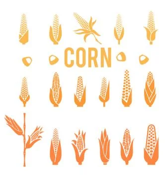 Corn icons. Popcorn silhouette. Stock Illustration