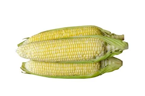 Corn isolated on white background with clipping path, top view Stock Photos
