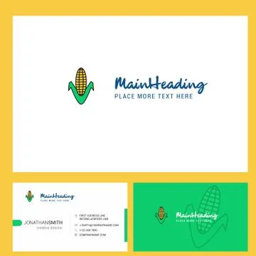 Corn Logo design with Tagline &amp; Front and Back Busienss Card Template. Vector Stock Illustration