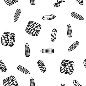 Corn maize green, cob sweet vector seamless pattern Stock Illustration