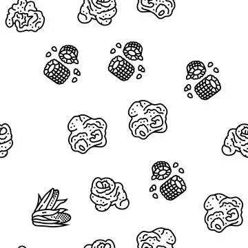 Corn maize green, cob sweet vector seamless pattern Stock Illustration