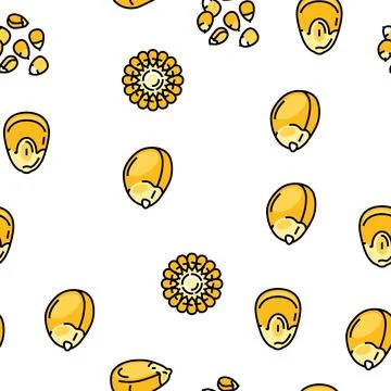 Corn maize green, cob sweet vector seamless pattern Stock Illustration