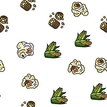 Corn maize green, cob sweet vector seamless pattern Stock Illustration