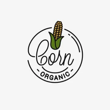 Corn maize logo. Round linear logo of corn Illustration