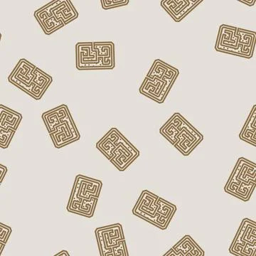 Corn maze autumn line vector seamless pattern Stock Illustration