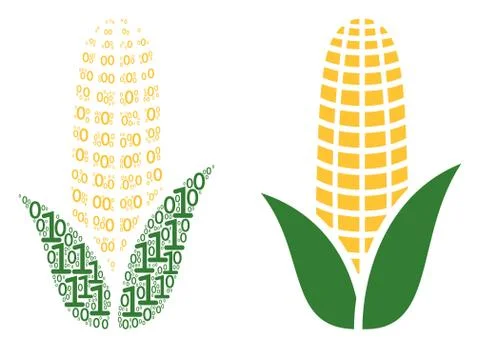 Corn Mosaic of Binary Digits 库存插图