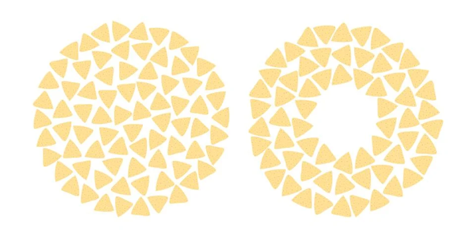 Corn Nachos Round Backdrop and Circular Frame Border Copyspace Template Mexican Stock Illustration