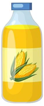 Corn Oil Bottle with Yellow Label Vector Illustration 스톡 일러스트