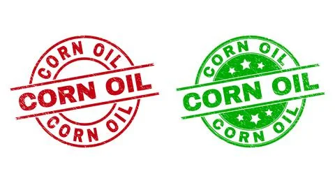 CORN OIL Round Watermarks Using Unclean Surface Stock Illustration