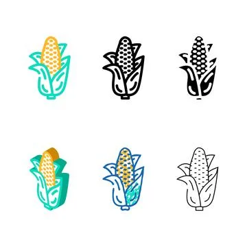 Corn plant color icon vector simplified Stock Illustration