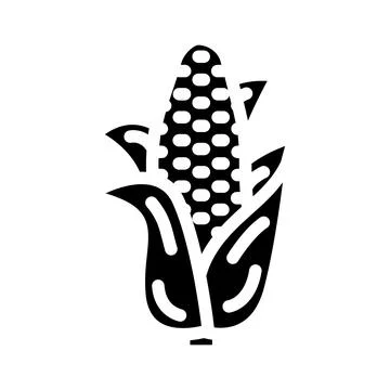 Corn plant glyph icon vector illustration Illustrazione stock