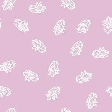 Corn plant line vector seamless pattern Stock Illustration