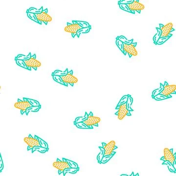 Corn plant vector seamless pattern Stock Illustration