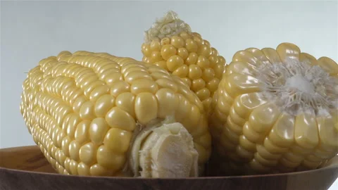 Corn on a plate rotate Stock Footage 146680310
