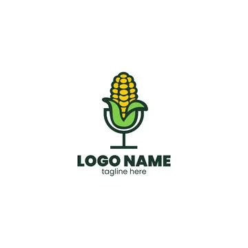 Corn podcast logo design vector Stock Illustration