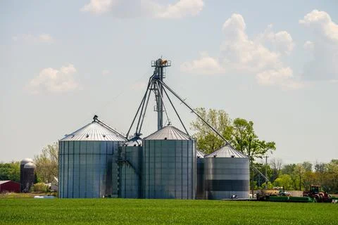 Corn processing plant farm tank farming Stock Photos