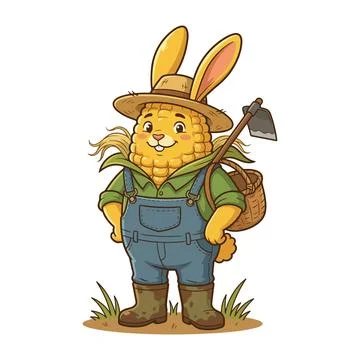 Corn Rabbit Farmer Stock-Illustration