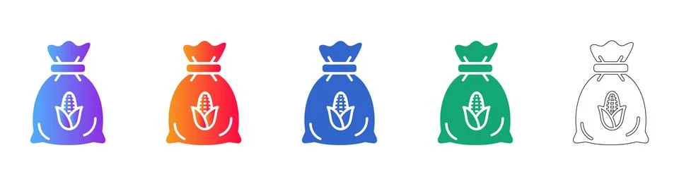 Corn Sack Icon Set with Gradient Finish Stock Illustration