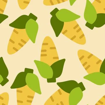 Corn seamless pattern cute background. Vector cute corns seamless pattern i.. Stock Illustration