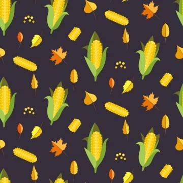 Corn seamless pattern vector illustration. Maize ear or cob Illustrazione stock