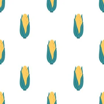 Corn seamless pattern. Vegetable seamless pattern. Иллюстрация