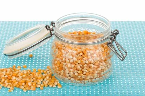 Corn seed in jar Stock Photos