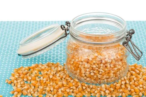 Corn seed in jar Stock Photos