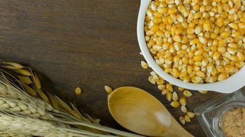 Corn seeds close up background image. Foto stock