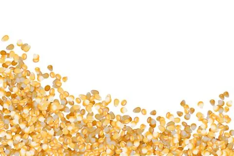 Corn seeds pile top view on white background Stock Illustration