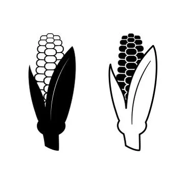 Corn set of icons, isolated on white background. Vector illustration Illustrazione stock