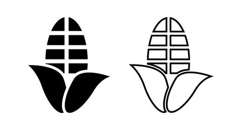 Corn silhouette icon set. Vector. Stock Illustration