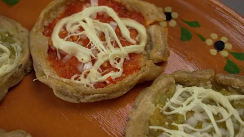 Corn sopes from mexico, travel shot right Close up Stock Footage 278565377