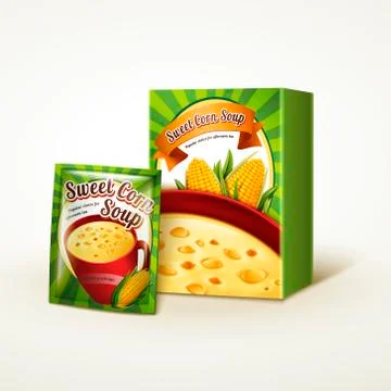 Corn soup package design Stock Illustration
