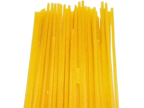 Corn spaghetti isolated on white background Photos