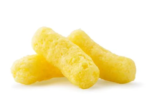 Corn sticks close up on a white. Isolated. Stock Photos