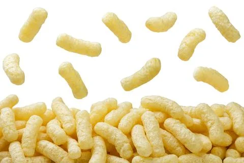 Corn sticks falling background. Isolated Stock Photos