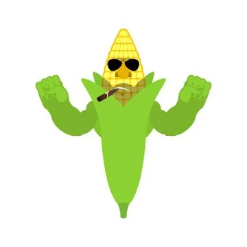 Corn Strong Cool serious. maize powerful strict. Cereals Vector illustration Stock Illustration