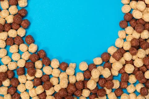 Corn sweet balls on a blue background with place for text. Quick breakfasts, top Stock Photos