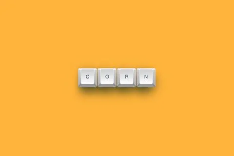 Corn text on a 3d keyboard button with shadow concept series 库存插图