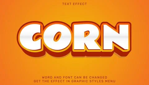 Corn text effect template in 3d design Stock Illustration