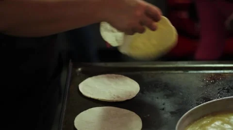 Corn tortillas on grill griddle Stock-Footage 40745125