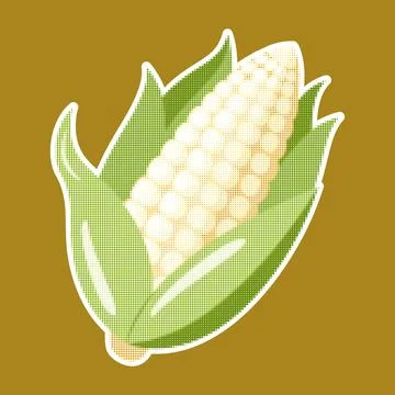 Corn. Trendy halftone style retro texture. Vintage pop art style, modern collage Ilustración de archivo