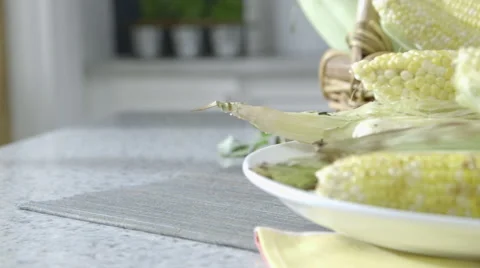 Corn used in a recipe dolly right Stock Footage 63779398