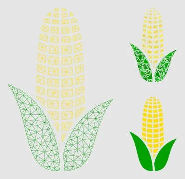 Corn Vector Mesh 2D Model and Triangle Mosaic Icon イラスト素材
