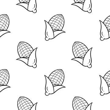 Corn vegetable hand drawn seamless pattern Stock Illustration