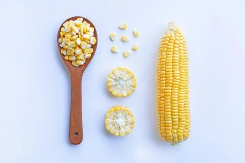 Corn on a white background. Stock Photos