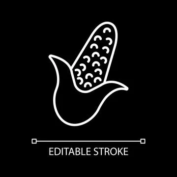 Corn white linear icon for dark theme Stock Illustration